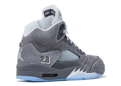 Gray high-top sneaker with 'Air Jordan' branding on a white background