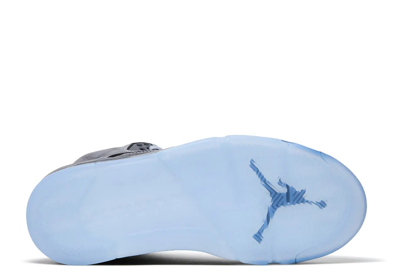 Blue sneaker sole with a logo on a white background